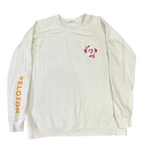 Peloton Logo Pullover Crewneck Sweatshirt, Women’s Small‎ Athleisure White/Pink